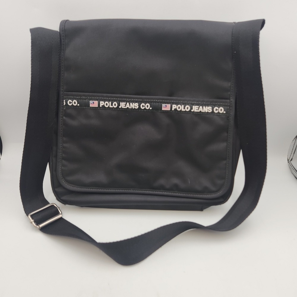 Ralph Lauren Polo‎ Jeans Co Messenger Bag Black Nylon Adjustable Strap Crossbody